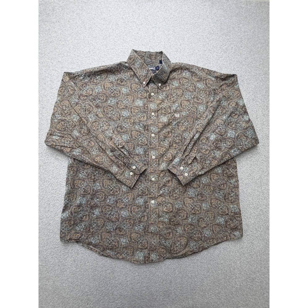 Panhandle Slim Shirt Mens XL Brown Paisley Long Sleeve Button Western Casual